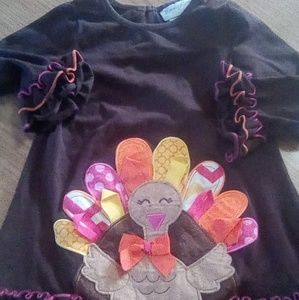 brown top with turkey applique